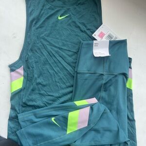Nike Teal and Neon Green Workout Set